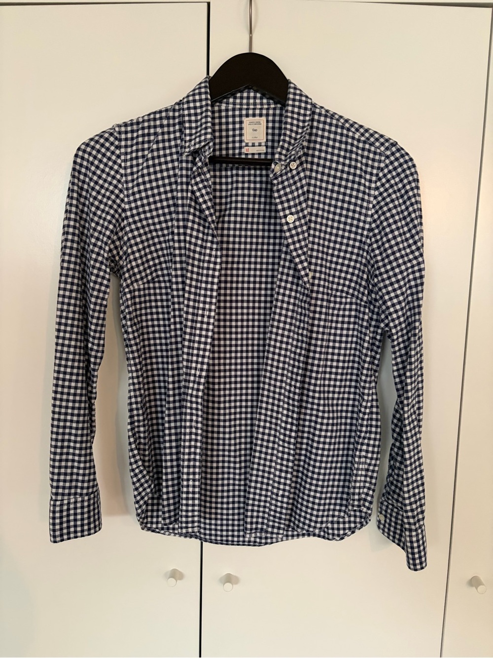Gap Navy and White Gingham Button-Up Shirt Jacket